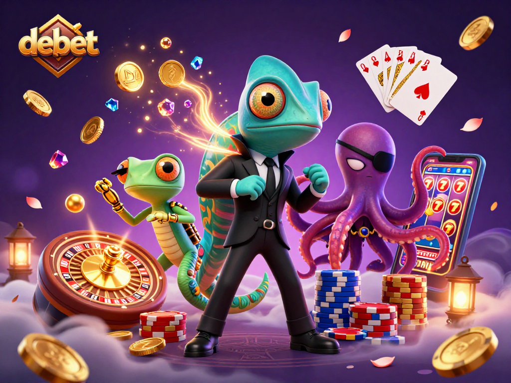 Experience the thrilling world of debet with a vibrant casino scene featuring dynamic characters and game elements.