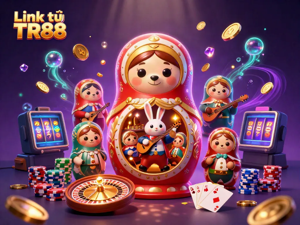 Enjoy diverse games and rewards at Link từ TR88, visualizing winning moments of casino excitement.