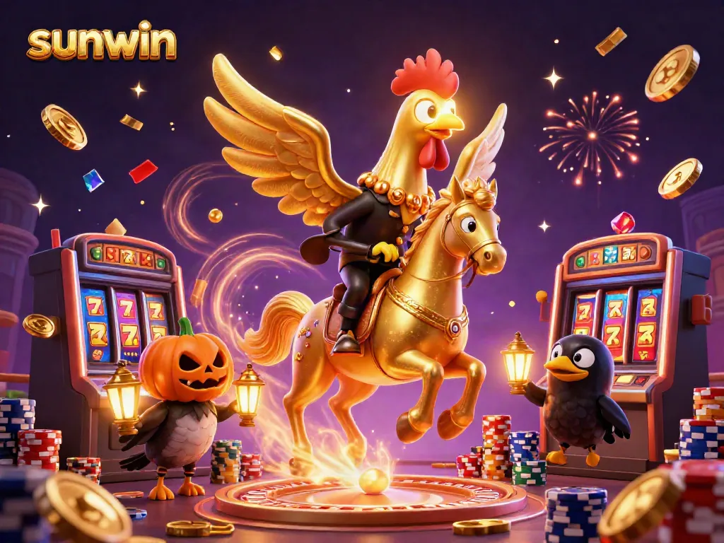 Spin the reels at sunwin's midnight casino with golden characters and festive energy.