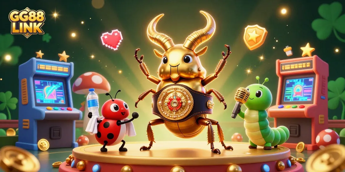 Engage with GG88 LINK, a vibrant 3D casino scene featuring dynamic game elements and lively characters.