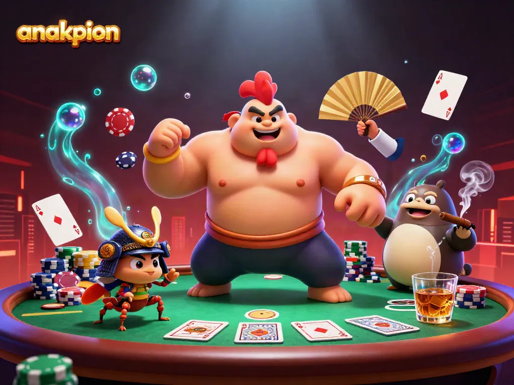 Experience the excitement of anakpion with a dynamic casino scene featuring vibrant characters and game elements.