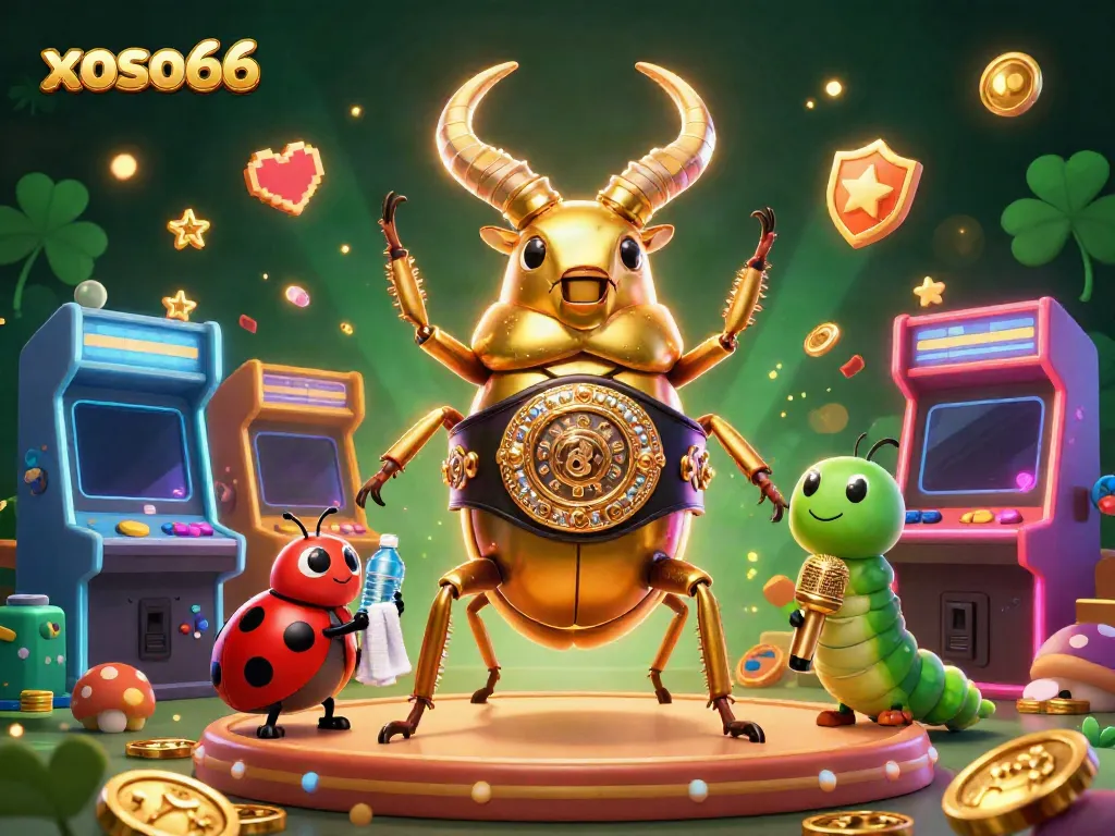 Engage with xoso66 in a vibrant 3D illustration showcasing casino gaming elements and playful characters.
