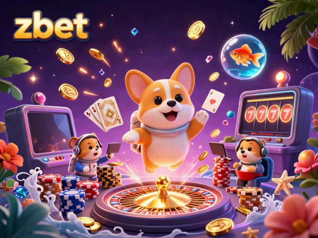 Experience thrilling gameplay with zbet casino's exciting floating elements and characters in a vibrant atmosphere.