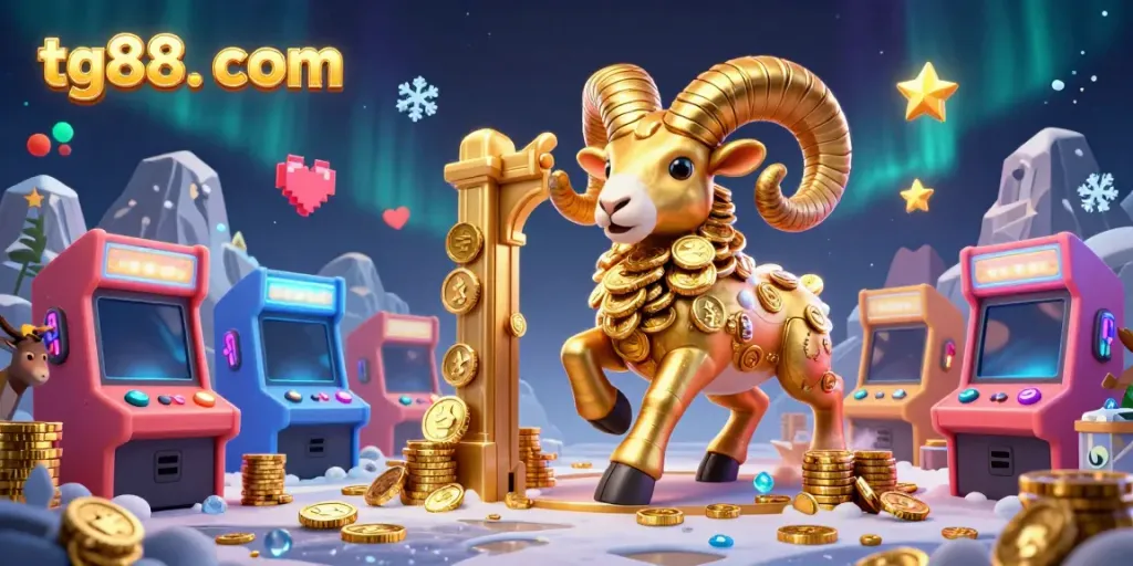 Experience thrilling gameplay at tg88. com with a colorful fantasy scene filled with gold and arcade elements.