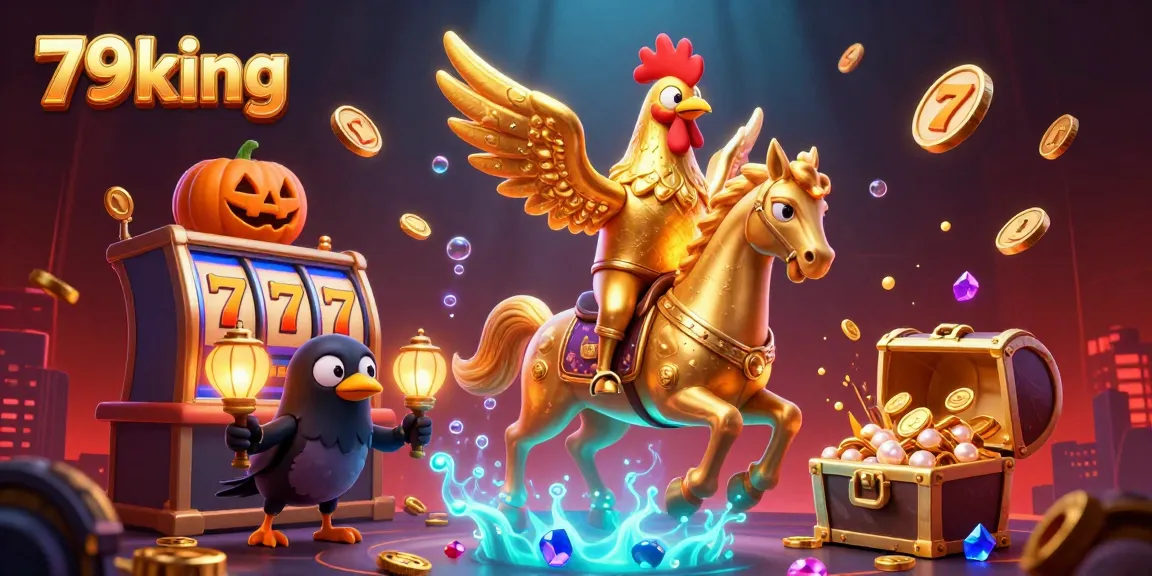 Immerse in the excitement of 79king with golden rooster and spectral horse, showcasing dynamic casino elements.