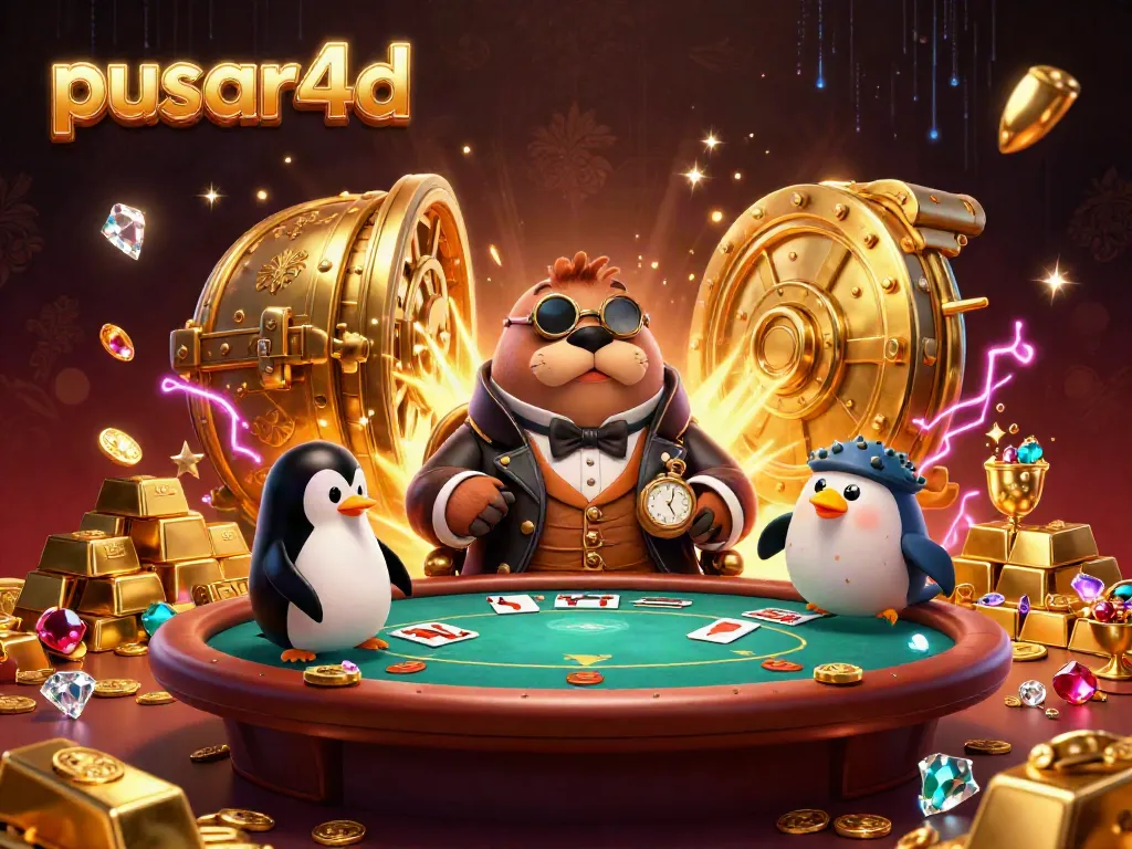 Experience thrilling gameplay in pusar4d's underwater poker scene, featuring unique characters and vibrant decorations.