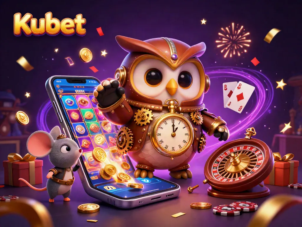 Kubet engages players with slots and casino games in an innovative and festive 3D illustration.