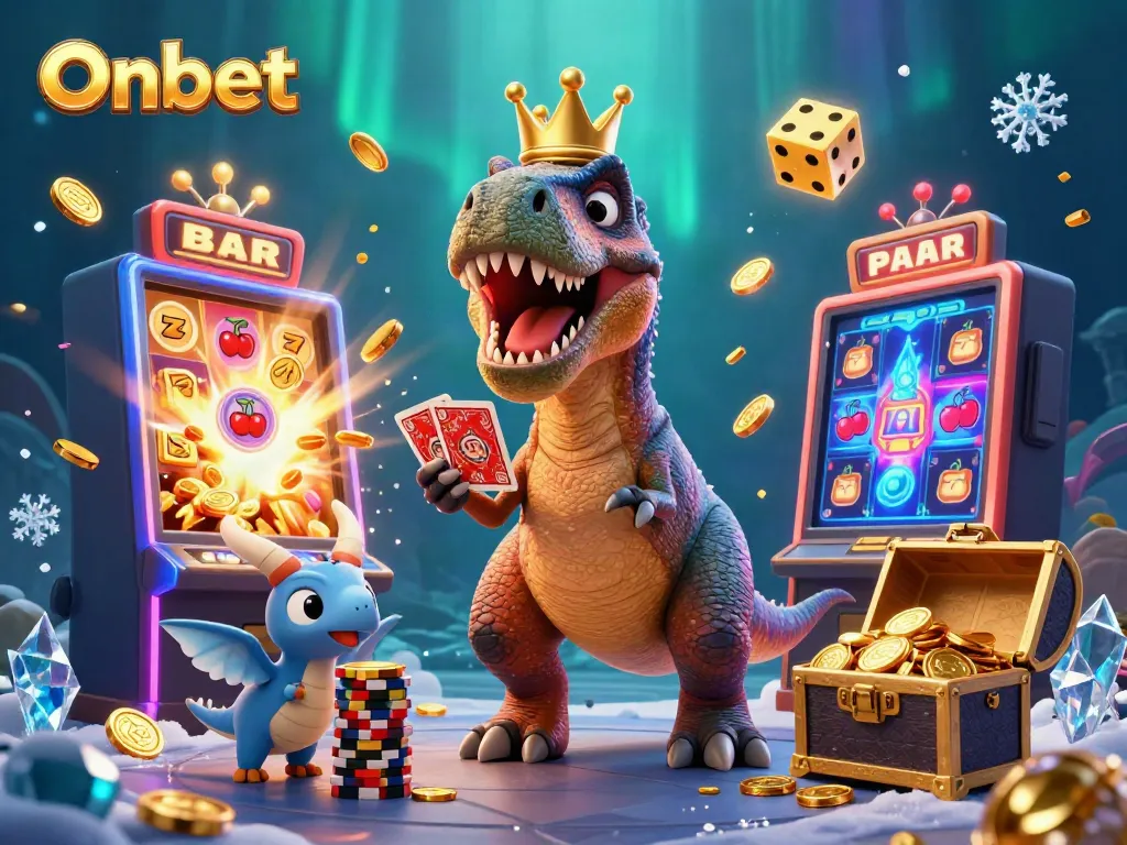 Experience thrilling jackpots with Onbet's vibrant casino scene featuring characters in action.