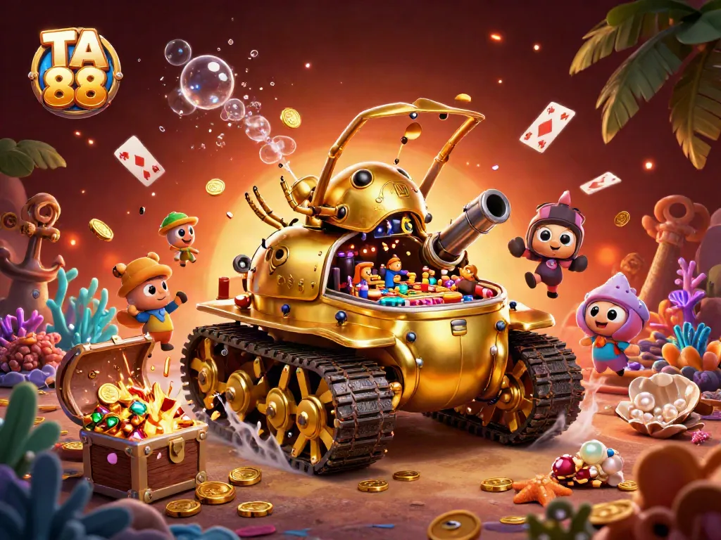 Engage with TA 88's vibrant gaming atmosphere inside a golden beetle tank casino.